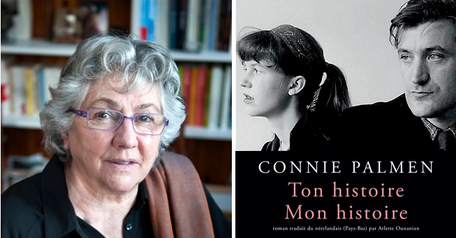 Links een foto van Arlette Ounanian, rechts het omslag van de Franse vertaling van Jij zegt het.