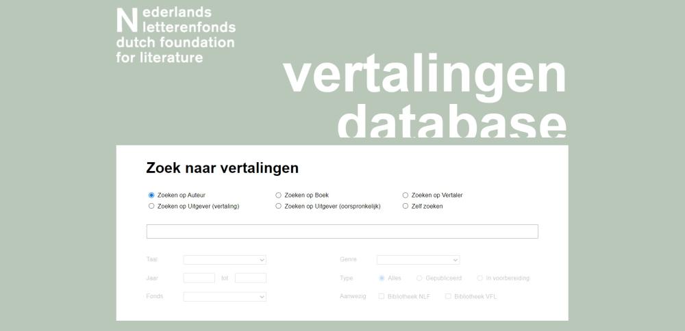 Screenshot van de startpagina van de vertalingendatabase.