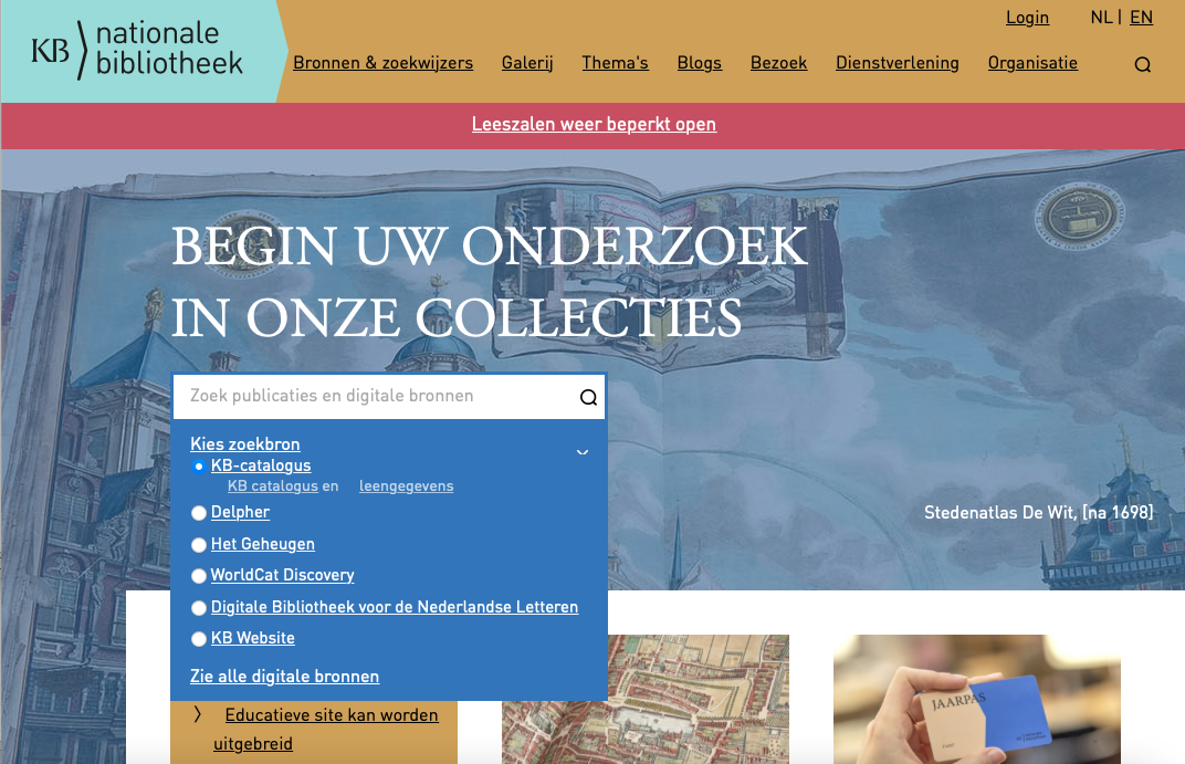 Zoekfuncties op www.kb.nl