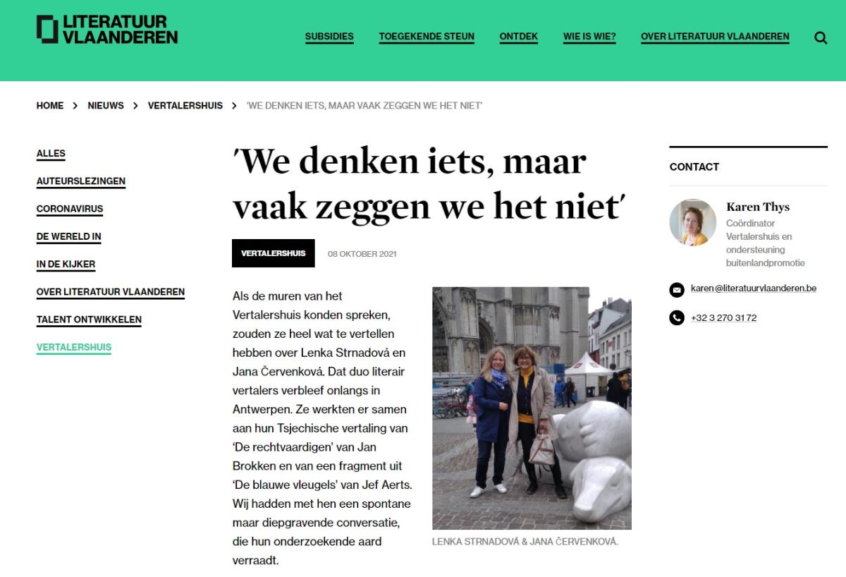 Screenshot van de website van Literatuur Vlaanderen met het verslag. Zie de link in de tekst.